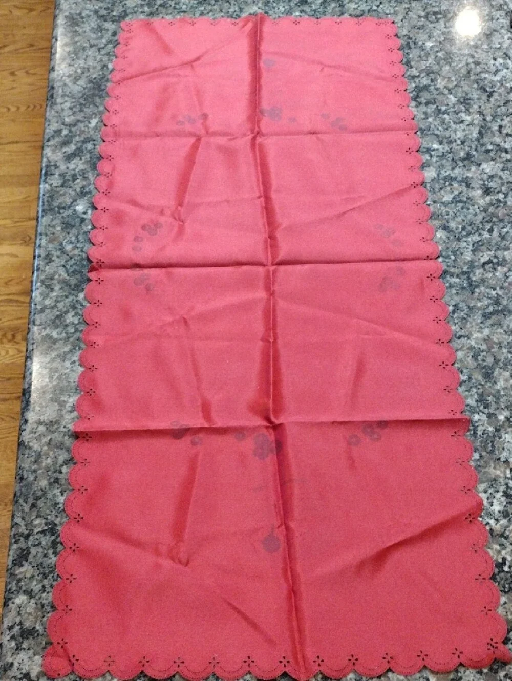 Red Embroidered Christmas Red Holiday Table Runner 38